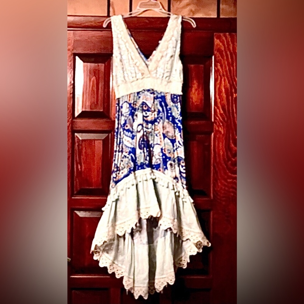 New NWOT MADE IN ITALY Bohemian Country Style Whimsical lace cotton dress OSFA